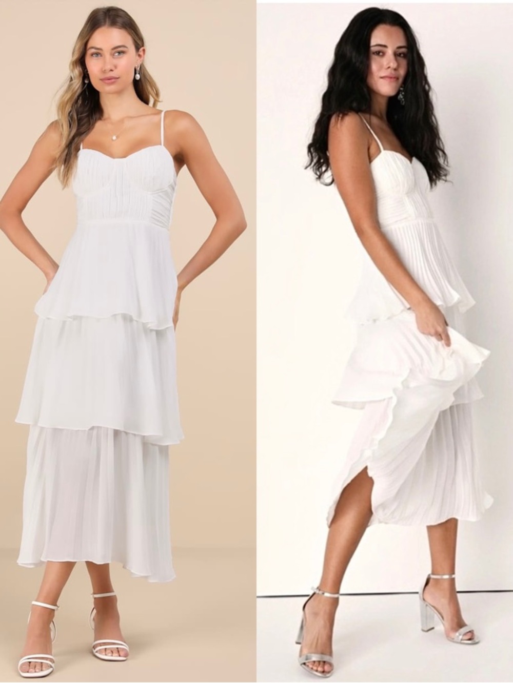 NWT‎ LULUS Pleated Sweetheart Neck Bustier Ruffle Tier Balletcore Formal Dress M
